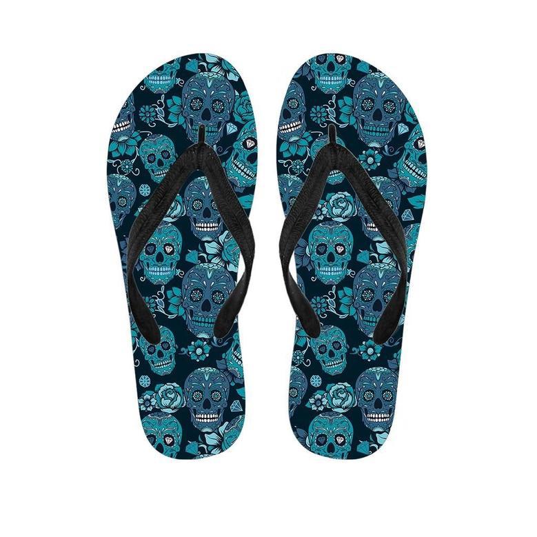 Blue Sugar Skull Men's Flip Flops