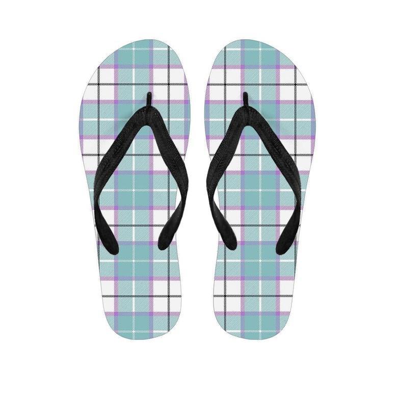 Blue Tartan Plaid Men's Flip Flops