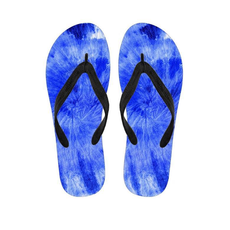 Blue Tie Dye Print Men's Flip Flops