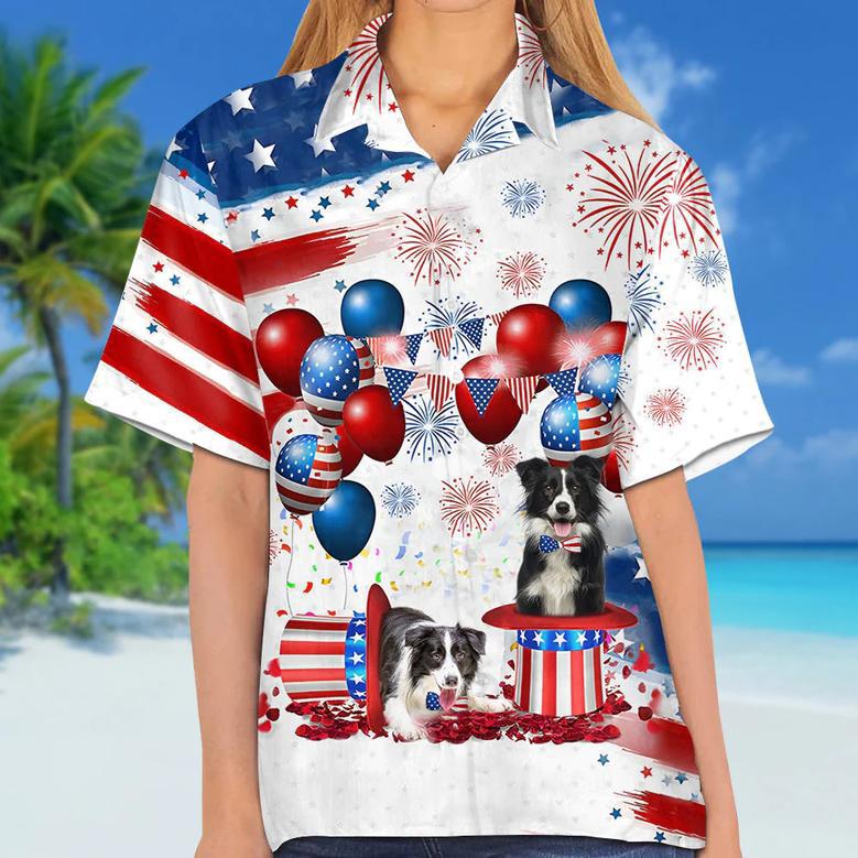 Border Collie Independence Day Hawaiian Shirt, Dog Hawaii Beach Shirt Short Sleeve For Of July