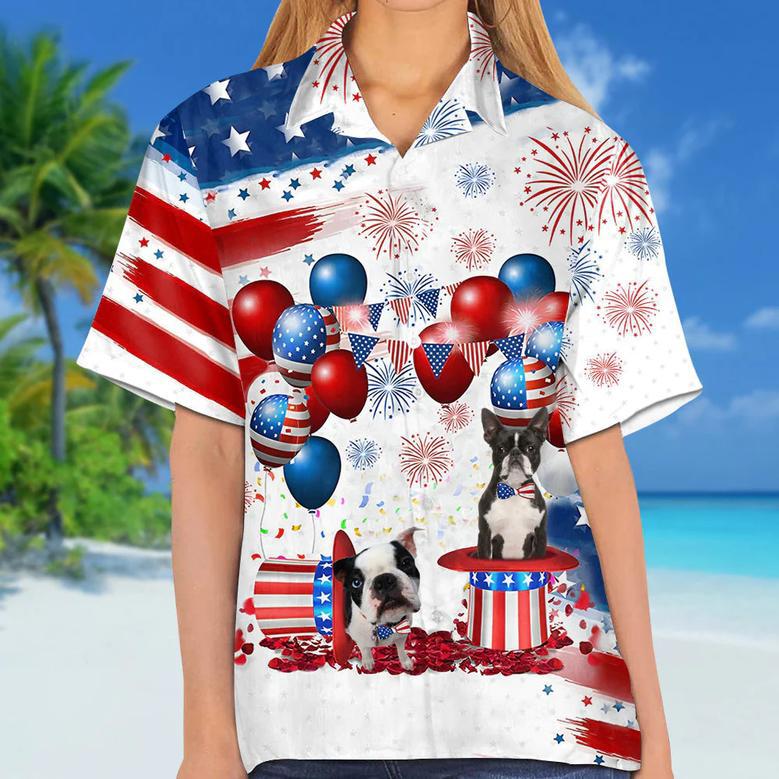 Boston Terrier Independence Day Hawaiian Shirt, Dog Hawaii Beach Shirt Short Sleeve For Of July