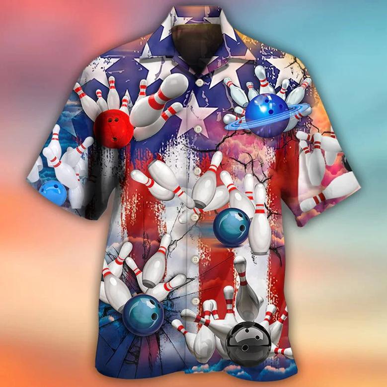 Bowling Hawaiian Shirt, Bowling Independence Day Hawaiian Shirt, Bowling Roll Aloha Shirt For Men Perfect Gift For Bowling Lovers, Bowlers