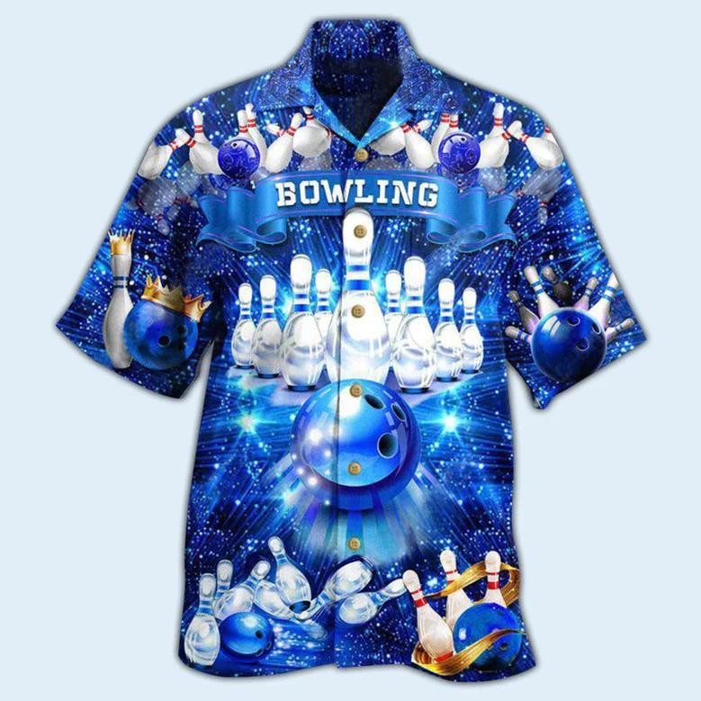 Bowling Hawaiian Shirt, King's Bowling Hawaiian Shirt, Blue Bowling Roll Shirt For Men Perfect Gift For Bowling Lovers, Bowlers