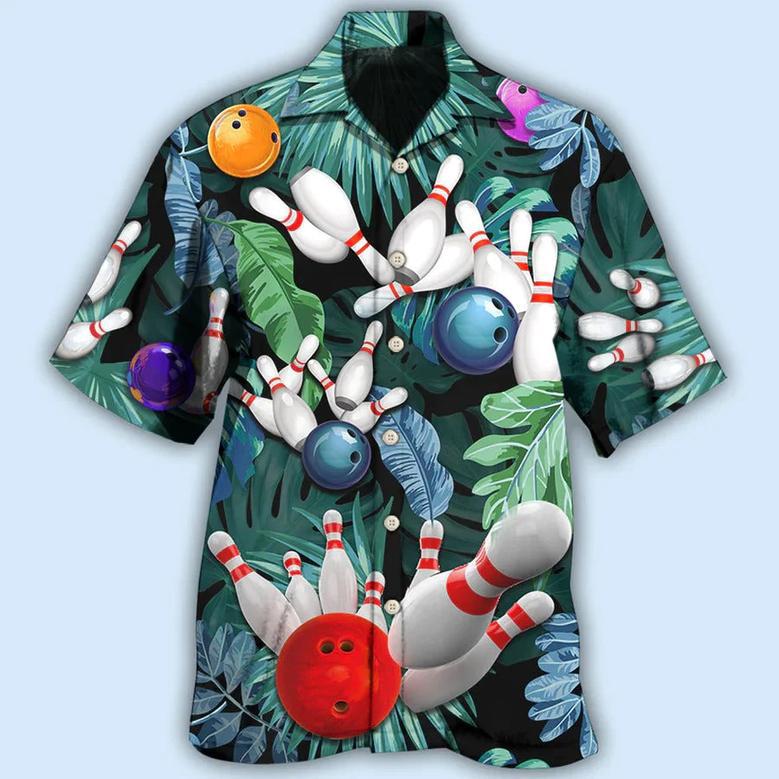 Bowling Hawaiian Shirt, Tropical Leaves Hawaiian Shirt, Bowling I'm So Happy Aloha Shirt For Men Perfect Gift For Bowling Lovers, Bowlers