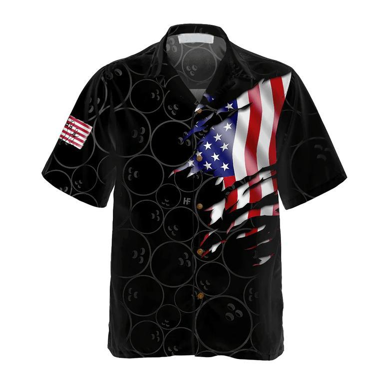 Bowling Team American Flag Custom Hawaiian Shirt, Personalized Bowling Shirt For Men & Women, Uniform Bowling Team Shirt