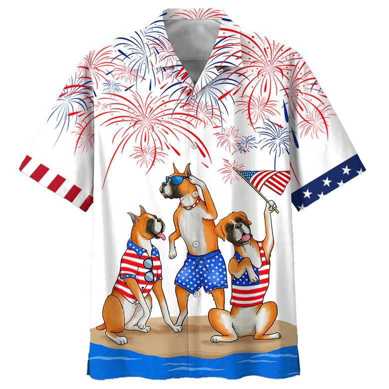 Boxer Full Printed Hawaiian Shirts For Men And Woman, Independence Day Is Coming, Happy Of July Aloha Beach Shirt