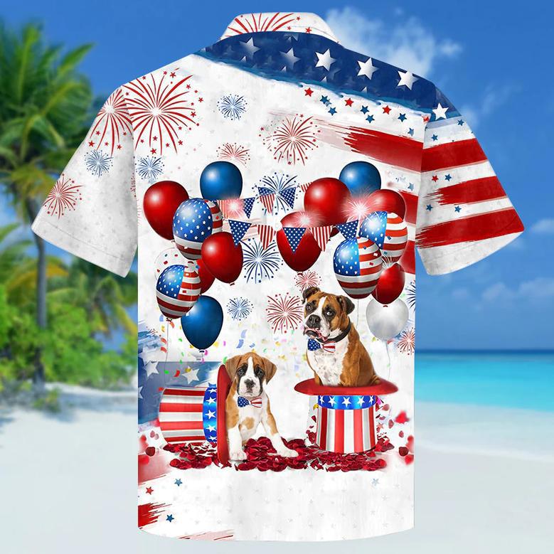 Boxer Independence Day Hawaiian Shirt, Dog Hawaii Beach Shirt Short Sleeve For Of July