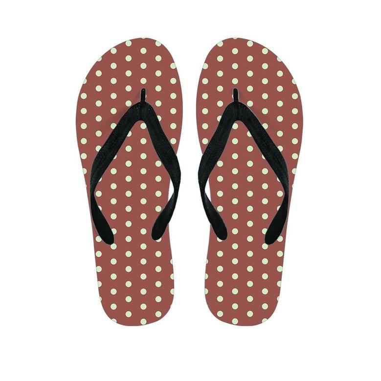 Brown And White Polka Dot Men's Flip Flops