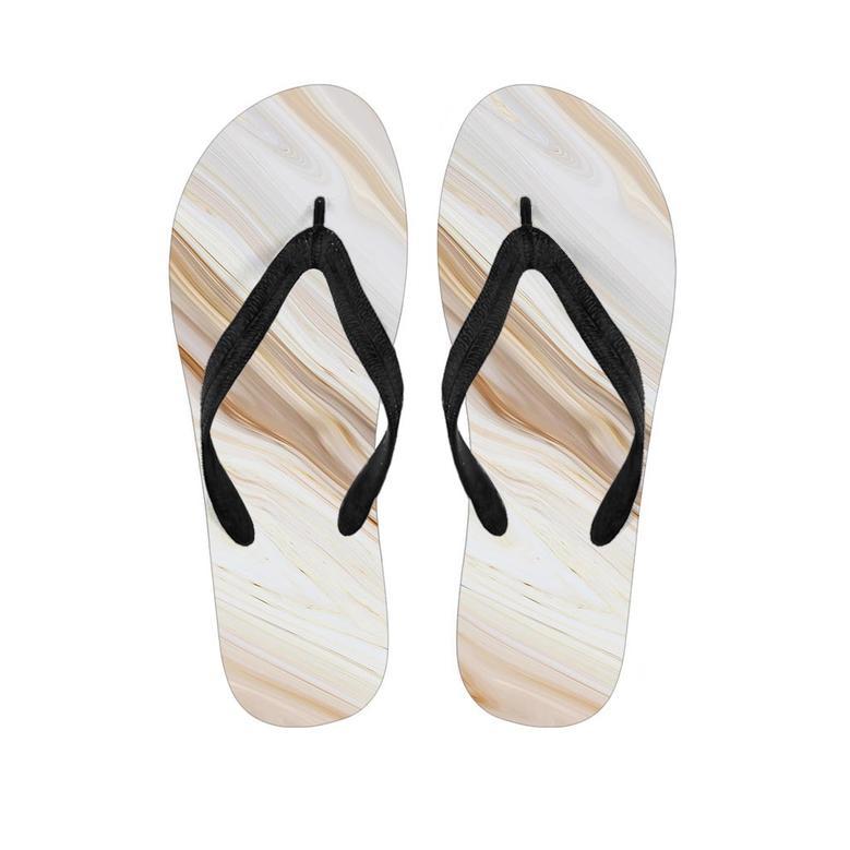 Brown Beige Marble Men's Flip Flops