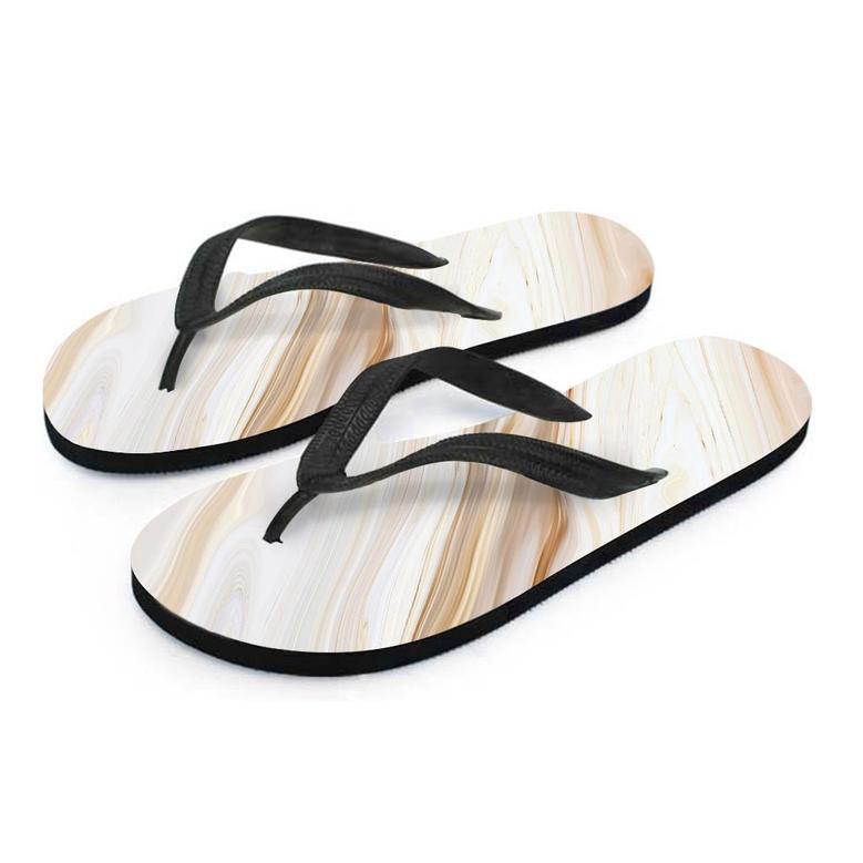 Brown Beige Marble Men's Flip Flops