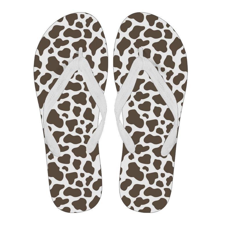 Brown Cow Pattern Print Men & Women Flip Flops