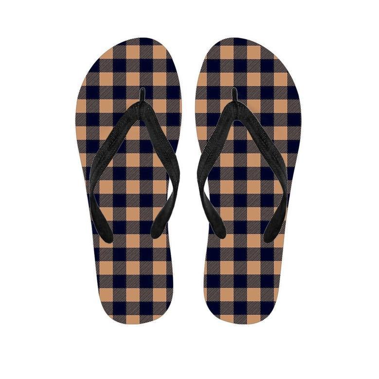 Brown Plaid Men's Flip Flops