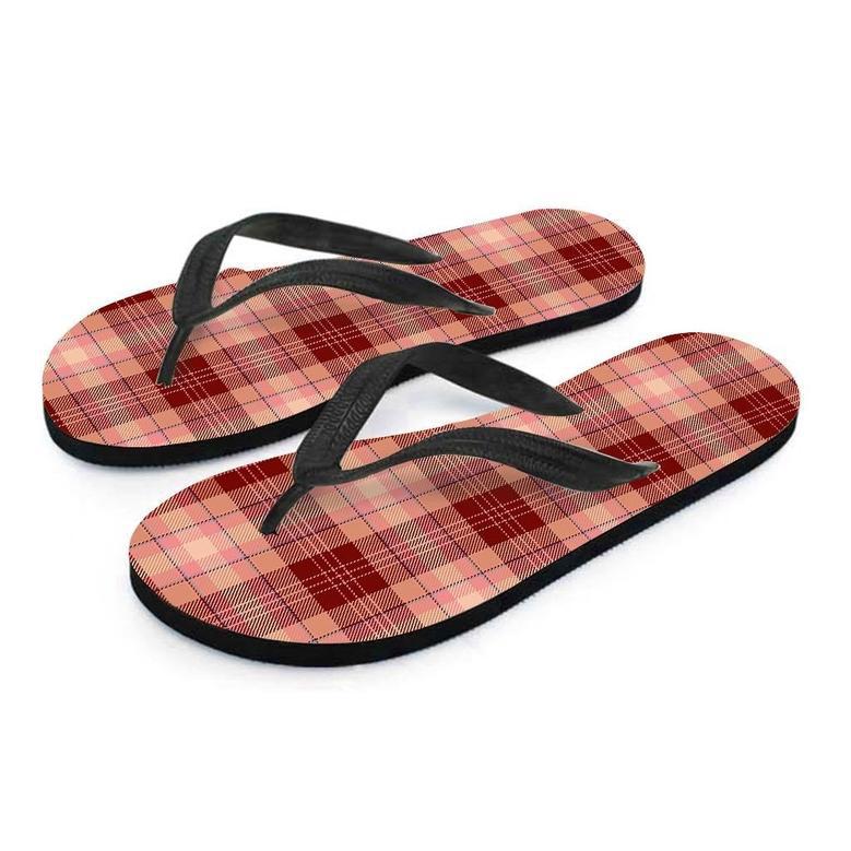 Brown Plaid Tartan Men's Flip Flops