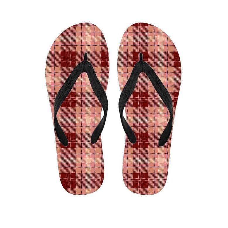 Brown Plaid Tartan Men's Flip Flops