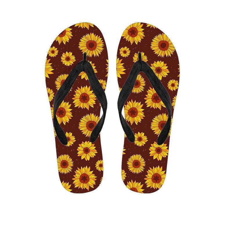 Brown Sunflower Men's Flip Flops