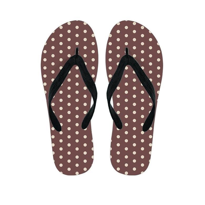 Brown Tiny Polka Dot Men's Flip Flops