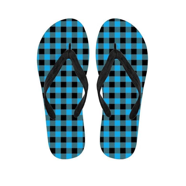 Buffalo Plaid Blue Print Men's Flip Flops