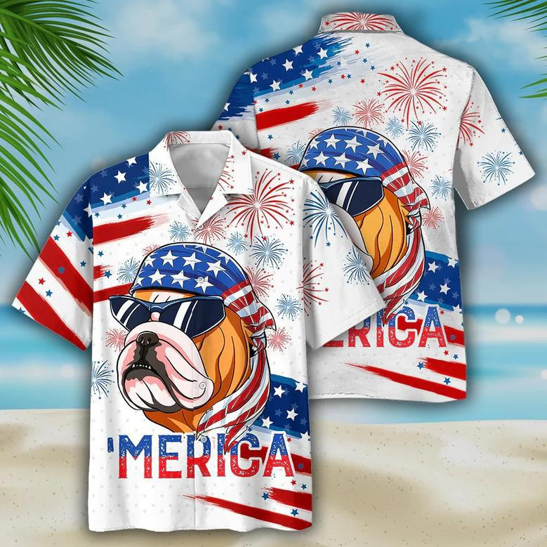 Bulldog Hawaiian Shirt, Independence Day Is Coming Aloha Beach Shirts, Dog Hawaiian Shirt For Of July