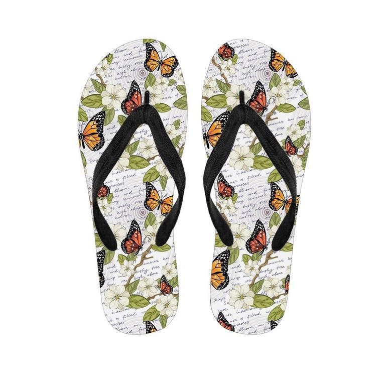 Butterfly Floral Print Men's Flip Flops