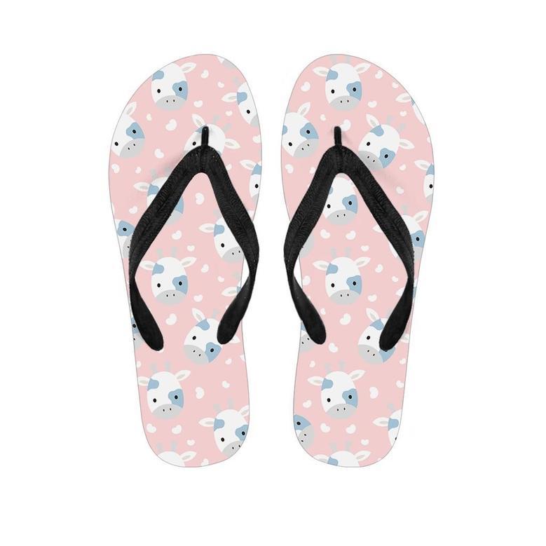 Cartoon Cow Print Men's Flip Flops