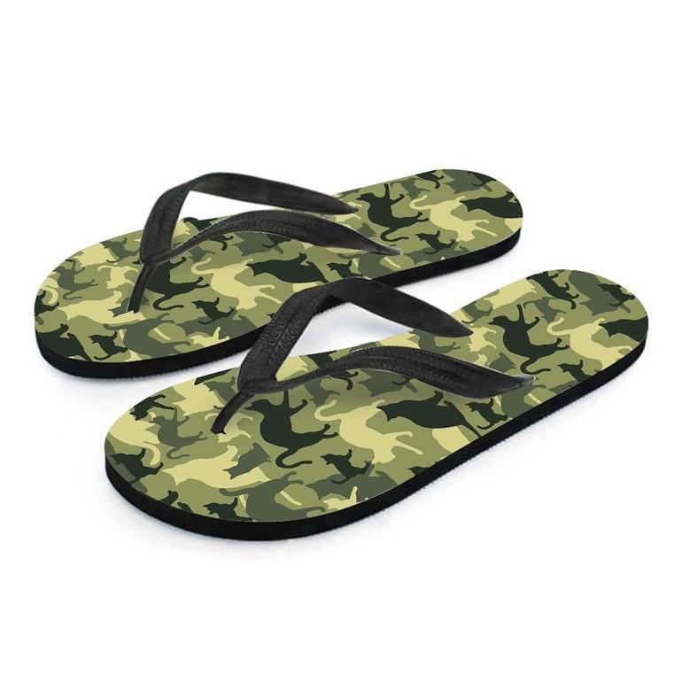 Cat Camouflage Print Men's Flip Flops