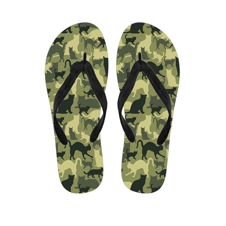 Cat Camouflage Print Men's Flip Flops