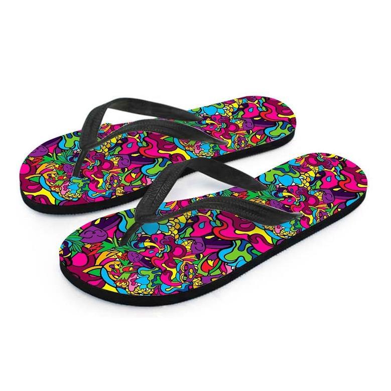 Cat Hippie Psychedelic Men's Flip Flops