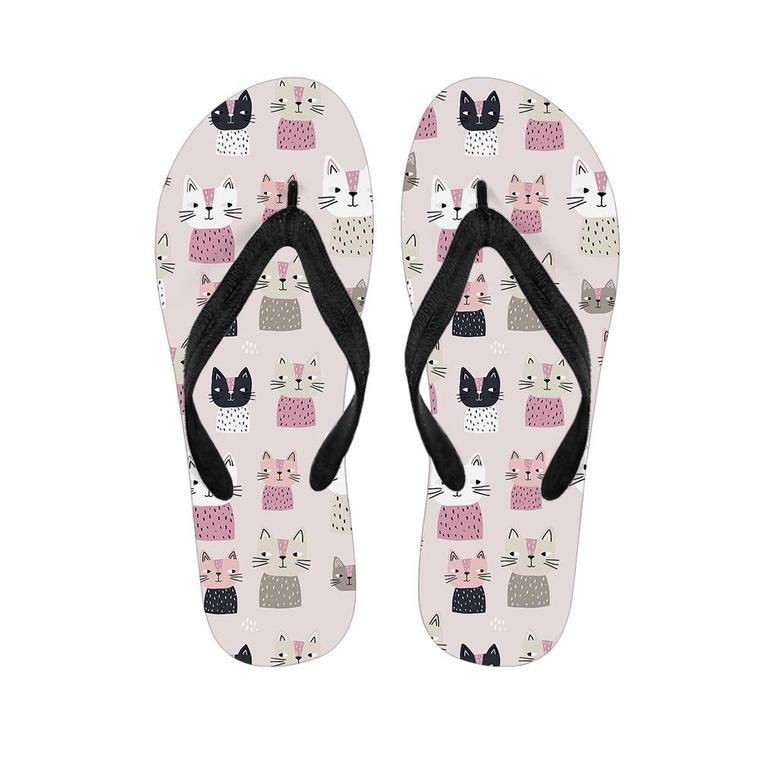 Cat Print Men's Flip Flops