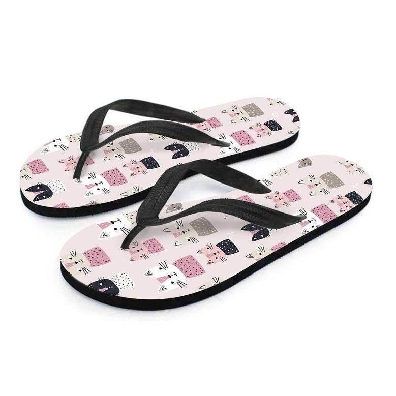 Cat Print Men's Flip Flops