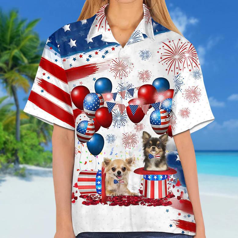 Chihuahua Independence Day Hawaiian Shirt, Dog Hawaii Beach Shirt Short Sleeve For Of July