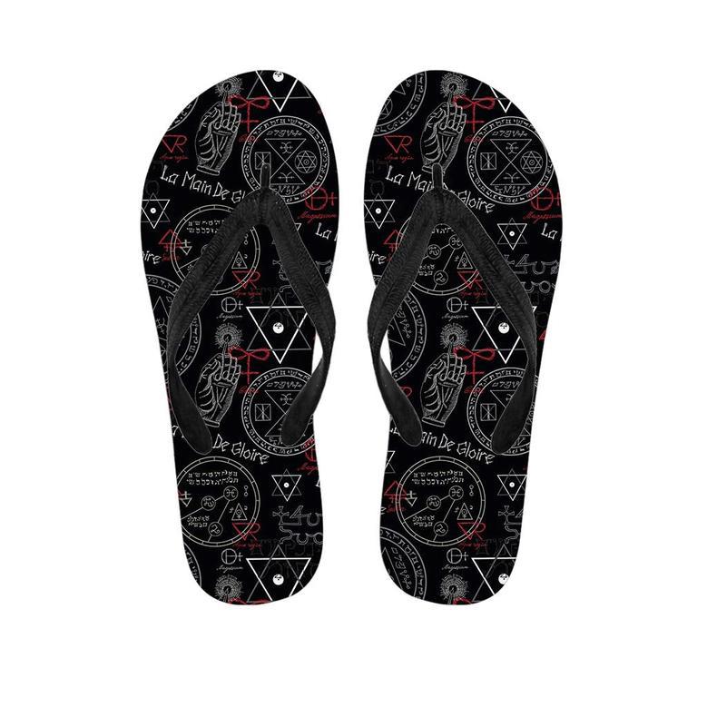 Chiromancy Symbol Gothic Witch Men's Flip Flops