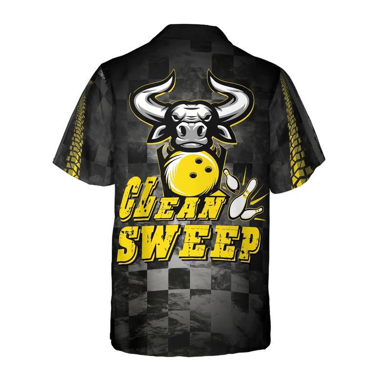 Clean Sweep Bowling Bull Aloha Hawaiian Shirt For Summer, Colorful Shirt , Perfect Gift For Friend, Team, Family, Bowling Lovers