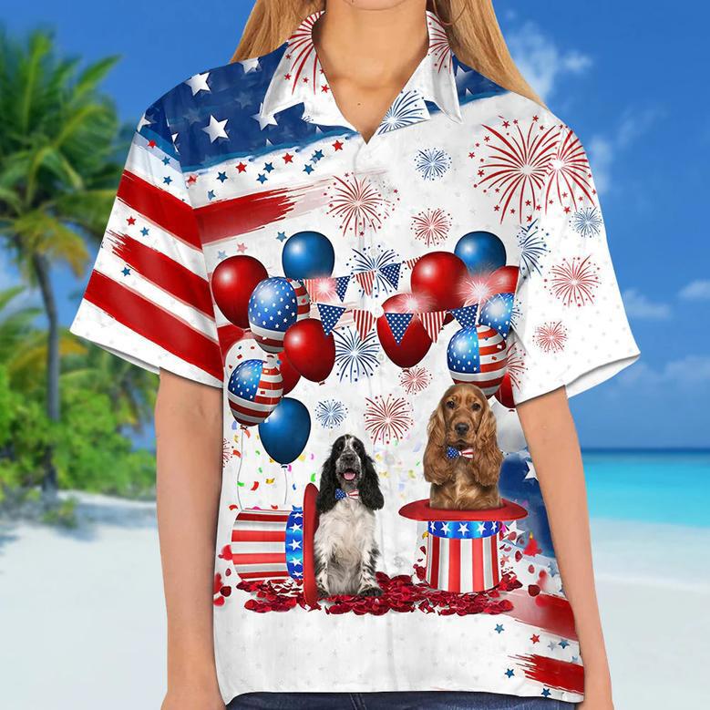 Cocker Spaniel Independence Day Hawaiian Shirt, Dog Hawaii Beach Shirt Short Sleeve For Of July