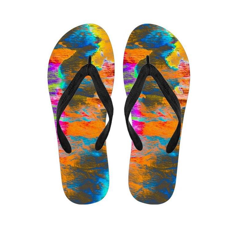 Colorful Abstract Tie Dye Men's Flip Flops