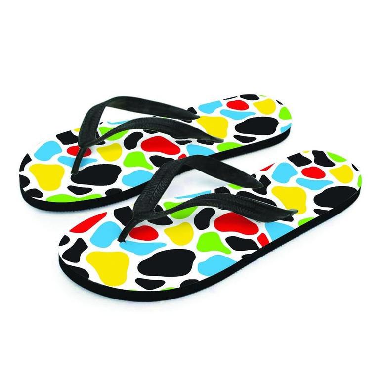 Colorful Cow Print Men's Flip Flops