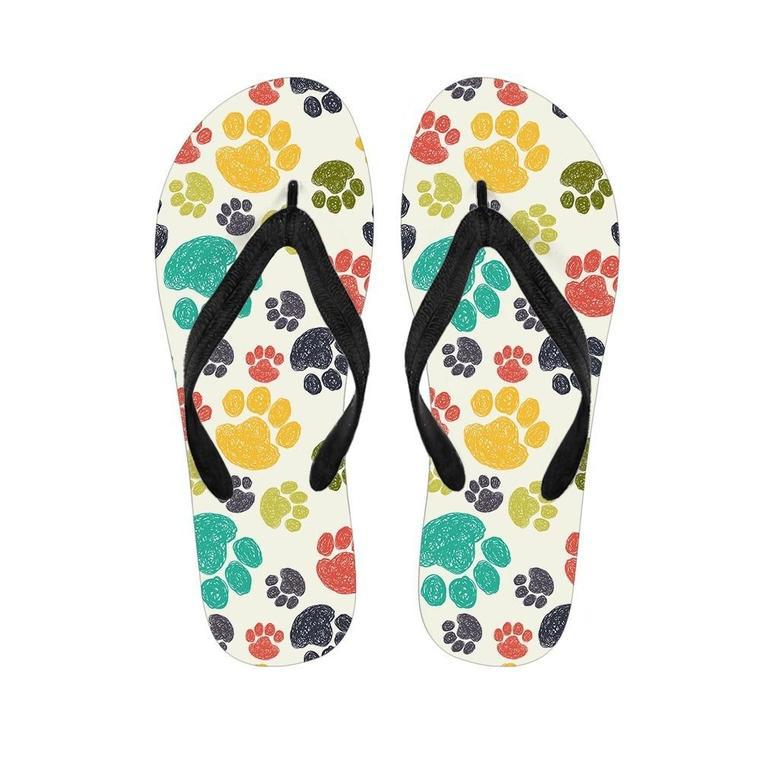 Colorful Doodle Paw Men's Flip Flops