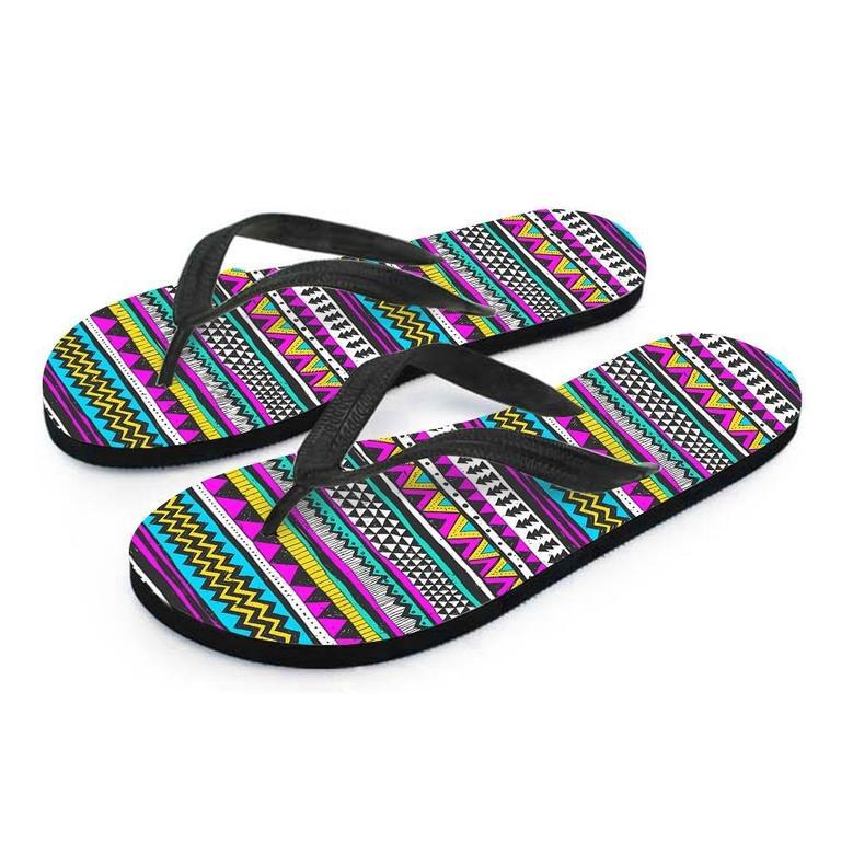 Colorful Indian Aztec Doodle Triangles Men's Flip Flops