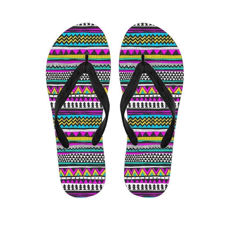 Colorful Indian Aztec Doodle Triangles Men's Flip Flops