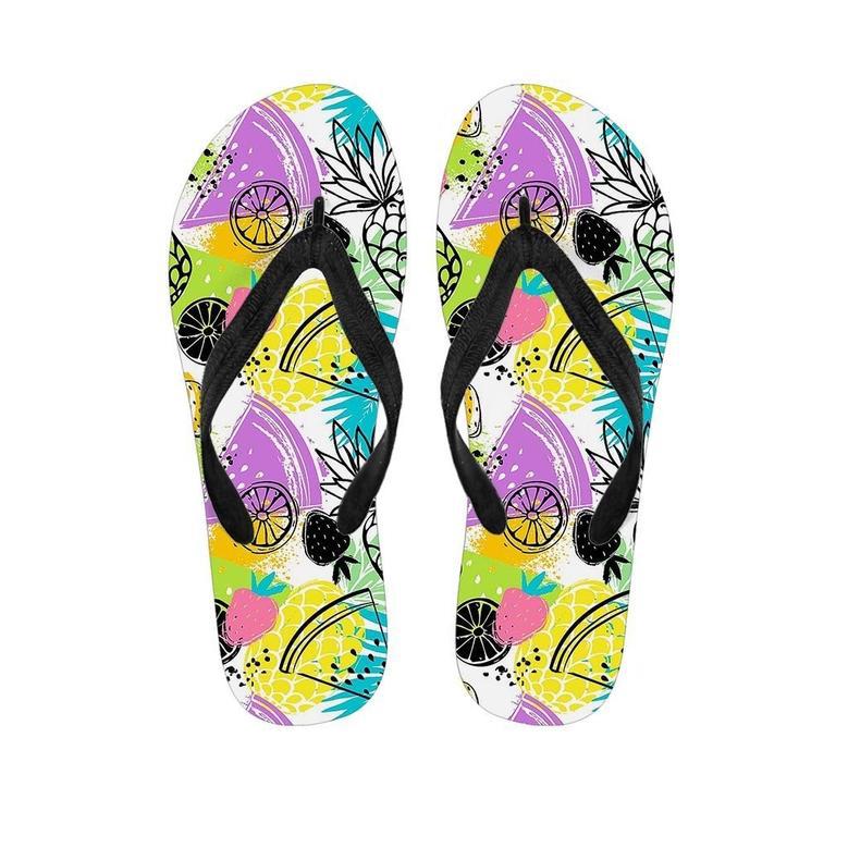 Colorful Mix Fruit Pineapple Hawaiian Print Men's Flip Flops