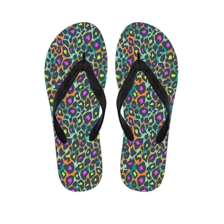 Colorful Neon Leopard Men's Flip Flops