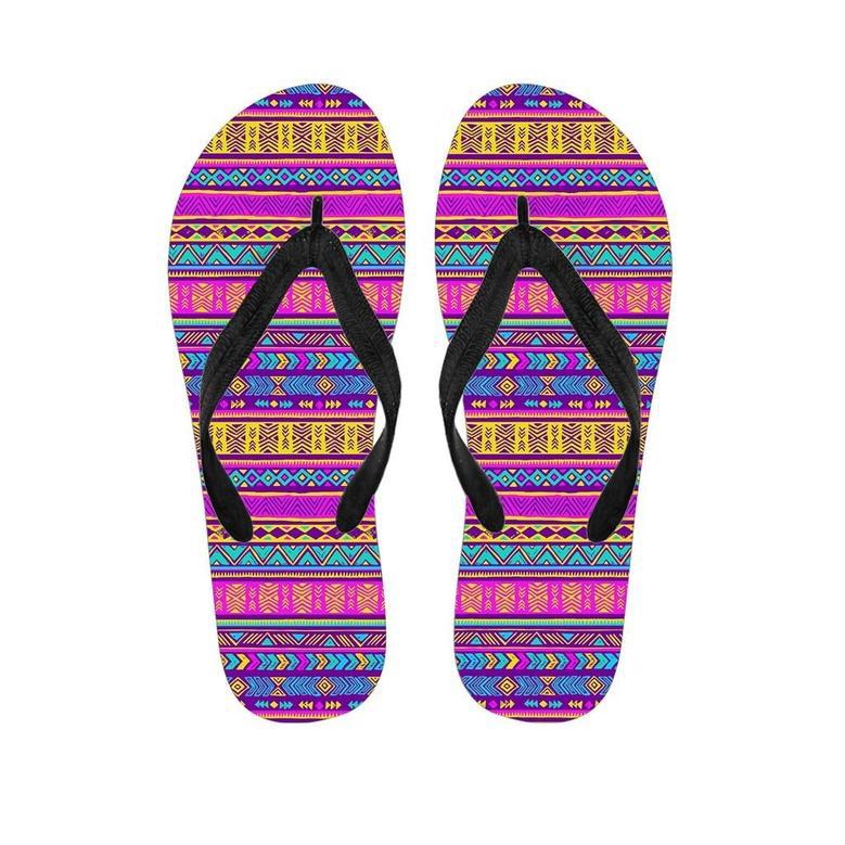 Colorful Neon Tribal Navajo Aztec Print Men's Flip Flops