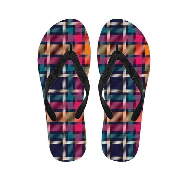 Colorful Plaid Tartan Men's Flip Flops