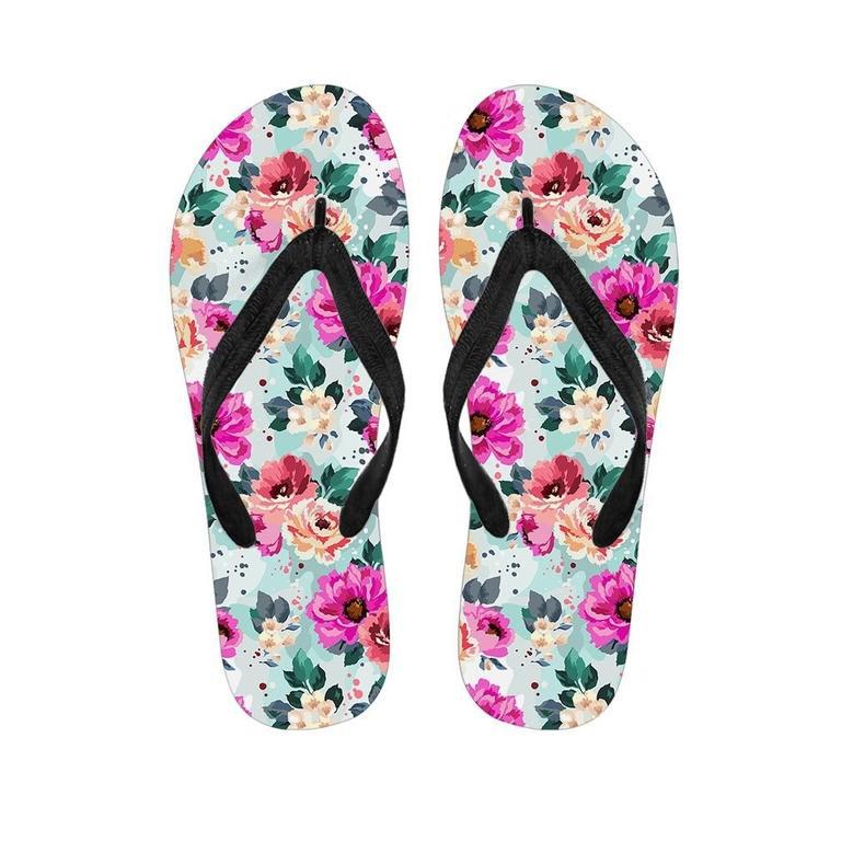 Colorful Rose Floral Men's Flip Flops