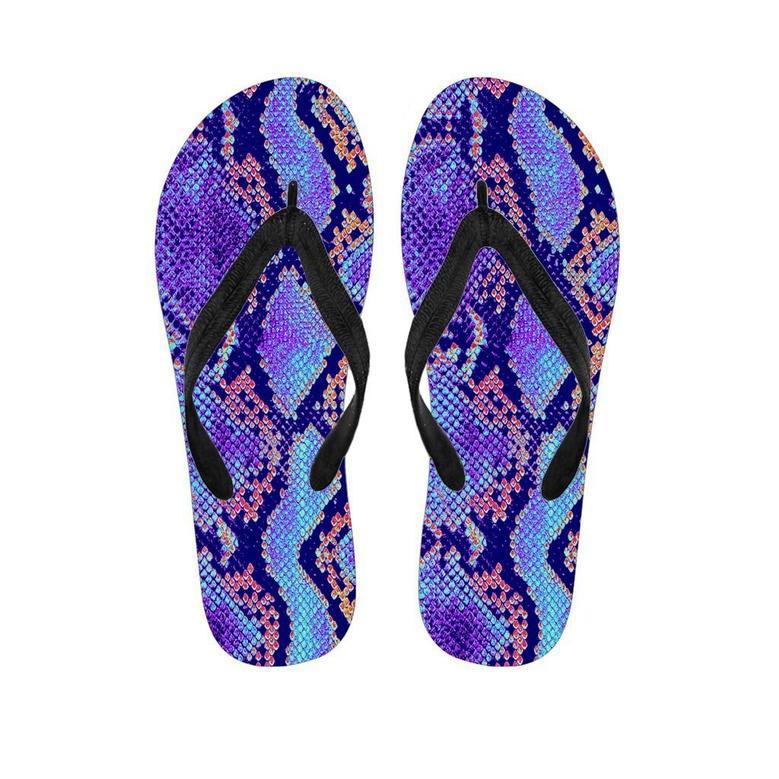 Colorful Snakeskin Print Men's Flip Flops