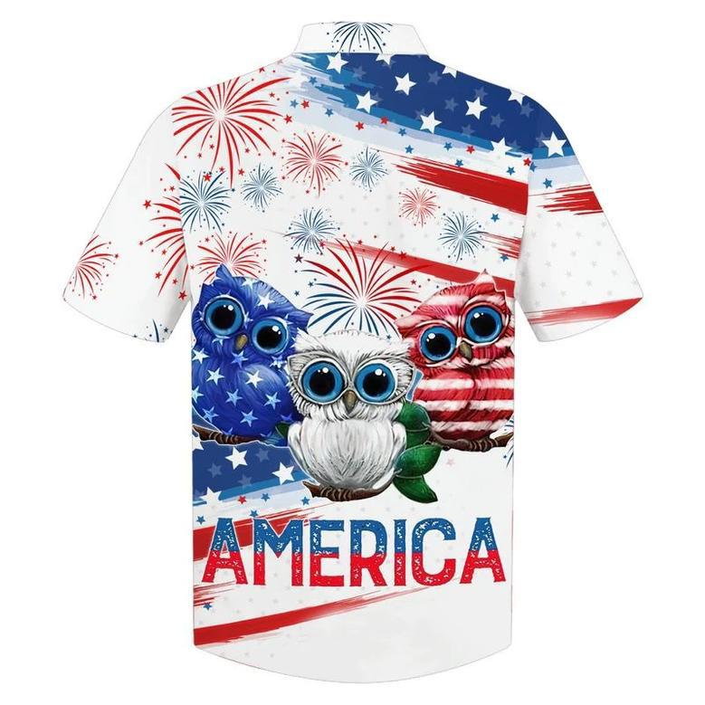 Cool Usa Owl On Hawaiian Shirt For Men And Woman On Independence'S Day, Owl Hawaiian Shirt Short Sleeve