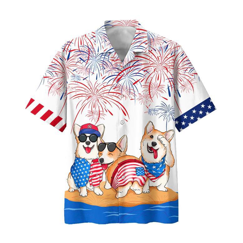 Corgi Hawaiian Shirts For Independence Day Gifts, Happy Of Jul Hawaiian Aloha Beach Shirts For Dog Lovers