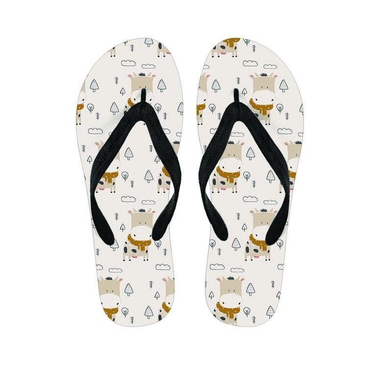 Cow Cute Print Men's Flip Flops