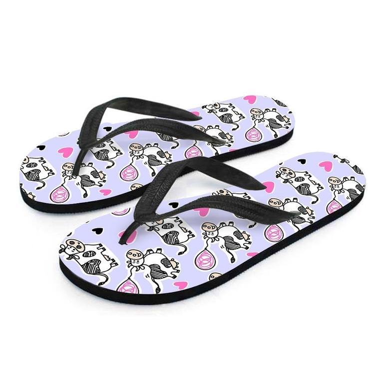 Cow Doodle Print Men's Flip Flops