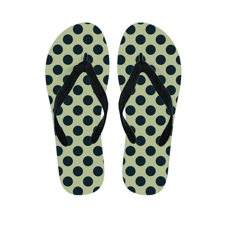 Cream And Black Polka Dot Men's Flip Flops