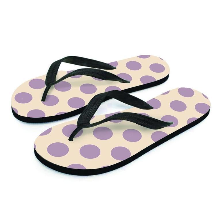 Cream And Brown Polka Dot Men's Flip Flops